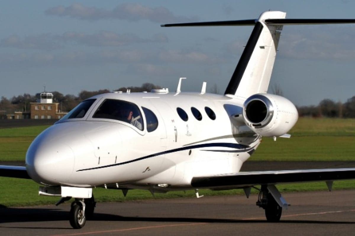 Very Light Jet at a European airport — illustrative